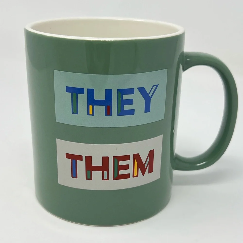 They Them Coffee Mug Pronouns Cup LGBTQ Pride Office Decor College Dorm Desk